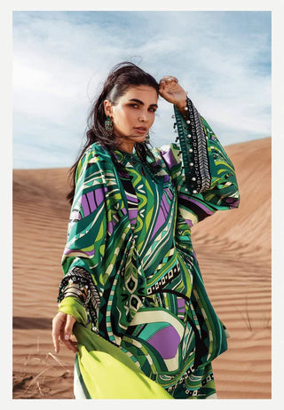 Maria B M Print Printed Linen Collection -Green Suit