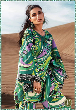 Maria B M Print Printed Linen Collection -Green Suit