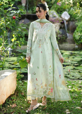 Qalamkar Q Prints Lawn Collection Neve- Mint Green Suit