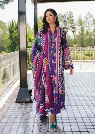 Bloomie Purple Multicolour suit set with a lawn shirt and voile dupatta
