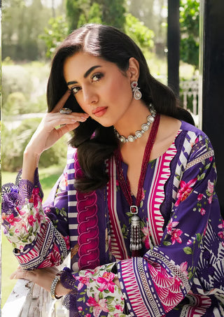 Bloomie Purple Multicolour Lawn Suit- Elaf Prints Collection 2024