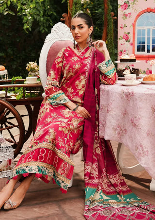 Flores De Amore Red Lawn Suit- Elaf Prints Collection 2024