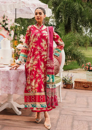 Flores De Amore Red Lawn Suit- Elaf Prints Collection 2024