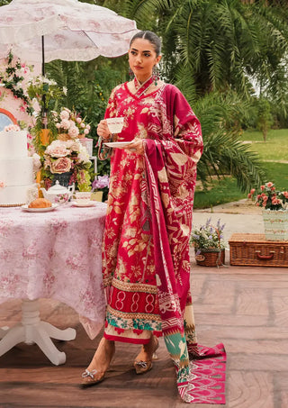 Flores De Amore Red Lawn Suit- Elaf Prints Collection 2024