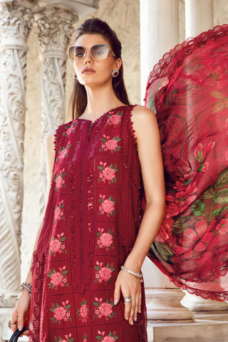 Maria B Luxury Lawn Eid Collection- Red Suit