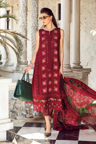 Maria B Luxury Lawn Eid Collection- Red Suit