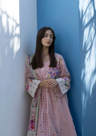 Elaf Premium Santorni Prints Collection- Baby Pink Suit