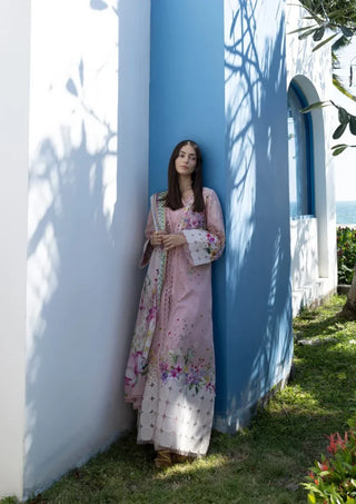 Elaf Premium Santorni Prints Collection- Baby Pink Suit