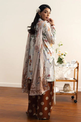 Coco By Zara Shahjahan  Prints Collection -Ivory Brown Suit