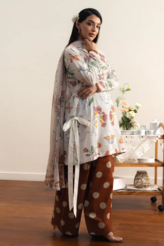 Coco By Zara Shahjahan  Prints Collection -Ivory Brown Suit