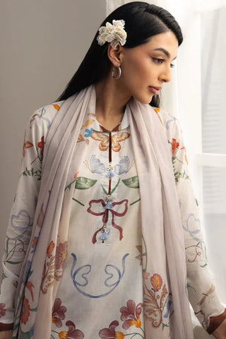 Coco By Zara Shahjahan  Prints Collection -Ivory Brown Suit
